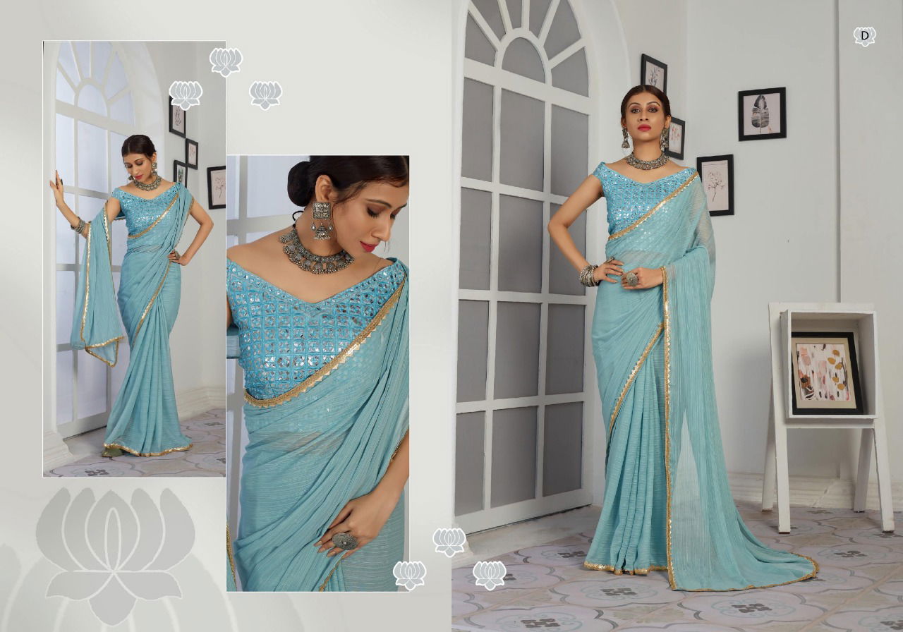 Ynf Savdha Mirror New Stylish Fancy Party Wear Chiffon Saree Collection